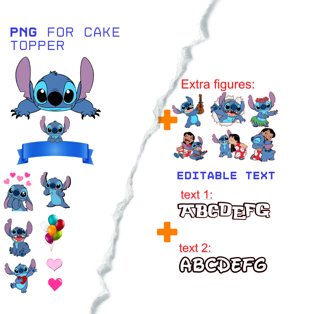 Lilo Stitch Printable Cake Topper Birthday Party studio3 Party Decoration DIGITAL PNG File 1