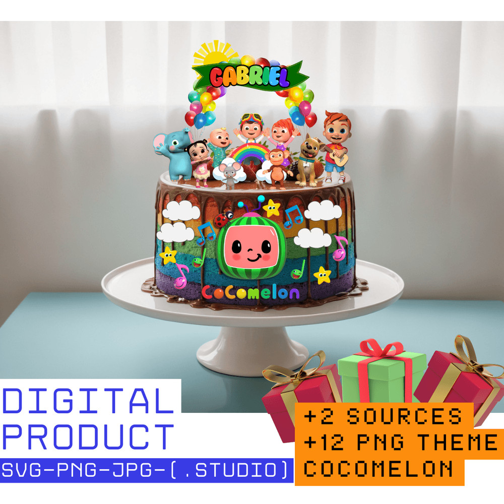 Cocomelon Printable Cake Topper Birthday Party studio3 Party Decoration DIGITAL PNG File 0