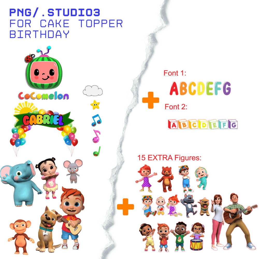 Cocomelon Printable Cake Topper Birthday Party studio3 Party Decoration DIGITAL PNG File 1