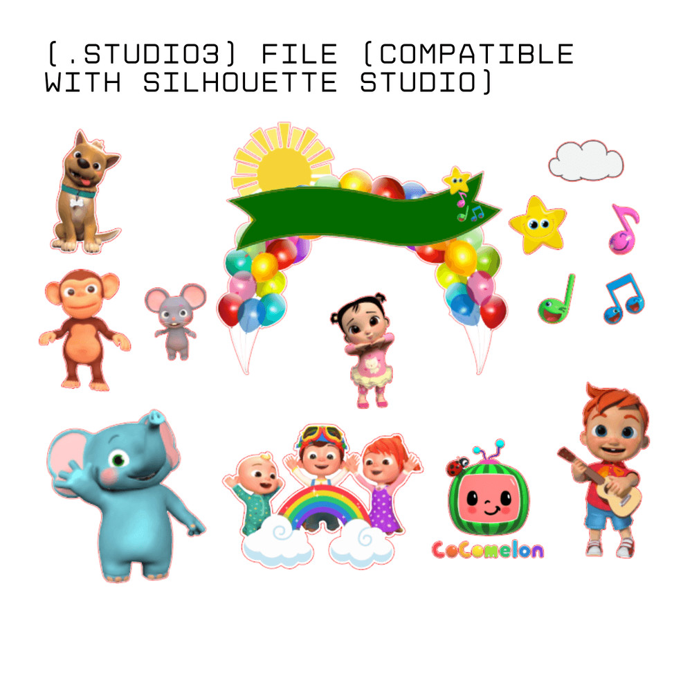Cocomelon Printable Cake Topper Birthday Party studio3 Party Decoration DIGITAL PNG File 2