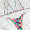 Closeup view of tie dye bikini set fabric stretch and stitching