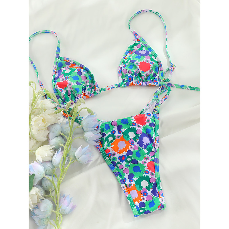 Tie Dye Bandage Bikini Set Sexy Womens Swimwear Beachwear Print Bathing Suit 4