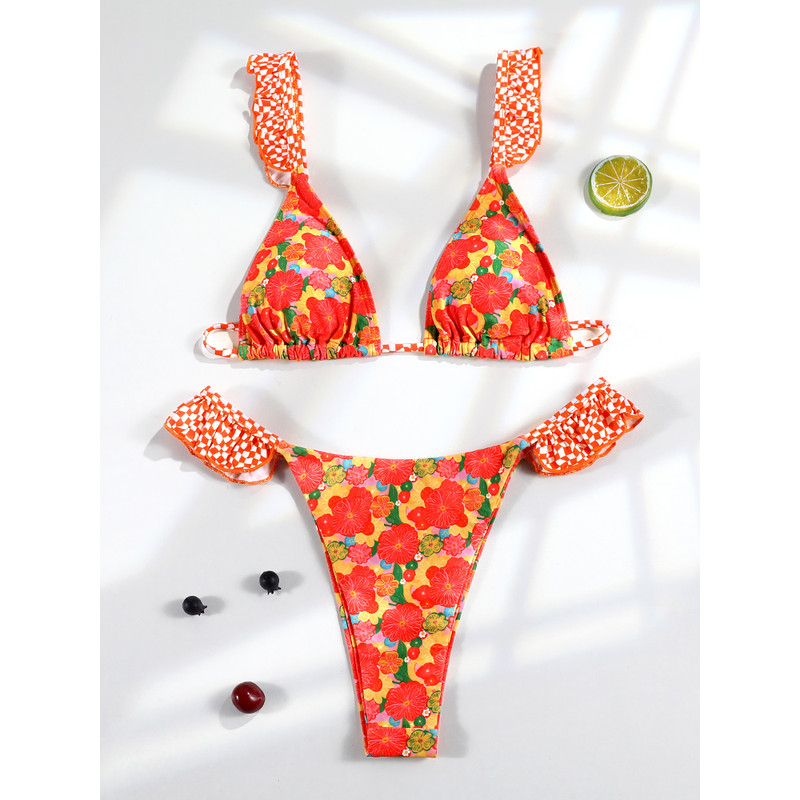 Tie Dye Bandage Bikini Set Sexy Womens Swimwear Beachwear Print Bathing Suit 9