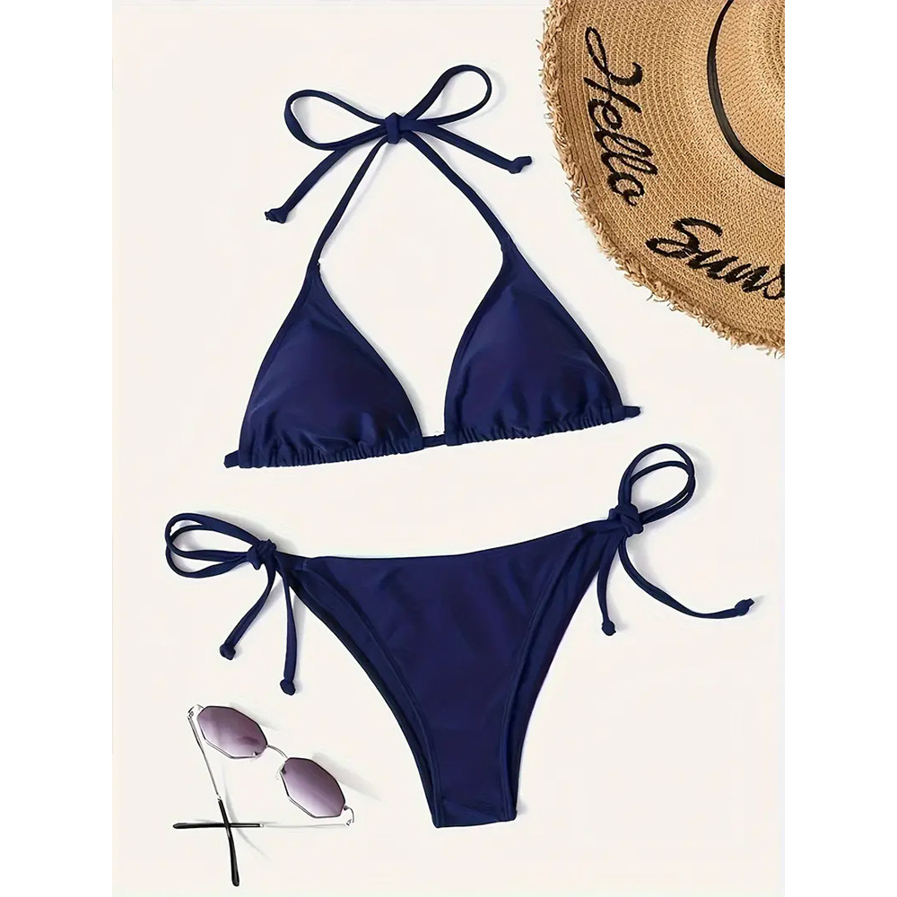Sexy Swimwear Thong Bikini Set Sexy New Navy Blue Swimsuits Woman Sexy Bathing Suits With Bikinis T 0