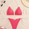 Sexy Bikini Swimwear Women's Halter Thong Bikinis Sets with Butterfly Decor Checked Pattern for Beachwear Bathing Suit