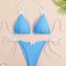 Sexy Bikini Swimwear Women's Halter Thong Bikinis Sets with Butterfly Decor Checked Pattern for Beachwear Bathing Suit