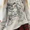 Women Grunge Fairy Tops Fashion Halloween Party Blouse, Long Sleeve Off Shoulder Skull Print Casual Street Fall T-Shirt