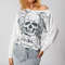 Women Grunge Fairy Tops Fashion Halloween Party Blouse, Long Sleeve Off Shoulder Skull Print Casual Street Fall T-Shirt