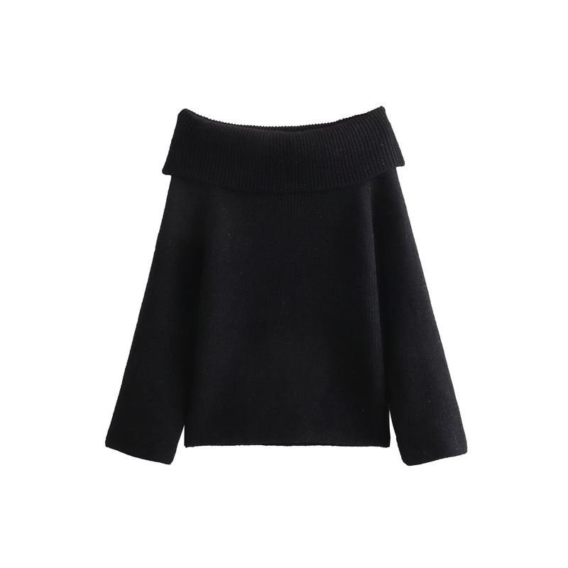 Women Fashion Solid Off Shoulder Casual Knitwear Chic Top Sweater Long Sleeve Knitted Pullover For 5