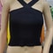 Sexy Women Knitted Tank Tops, Summer Slim Off Shoulder Cropped Solid Halter Base Vest Black for Women