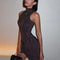 Turtleneck Sleeveless Sexy Mini Dress For Women Fashion Irregular Ruched Tank Dress Femme Elegant C 5
