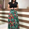 Floral Color Matching Short Sleeved Dress in European and American Style, Women's Large Swing Skirt for Everyday Chic