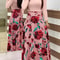 Floral Color Matching Short Sleeved Dress in European and American Style, Women's Large Swing Skirt for Everyday Chic