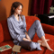 High Quality Couple Pajamas Women Ice Silk Loungewear Men Satin Sleepwear Set Classic Autumn Summer 3