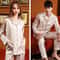 High Quality Couple Pajamas Women Ice Silk Loungewear Men Satin Sleepwear Set Classic Autumn Summer 8