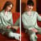 High Quality Couple Pajamas Women Ice Silk Loungewear Men Satin Sleepwear Set Classic Autumn Summer 10