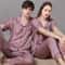 Summer Short Sleeve Couple Pajamas Suit Men Ice Silk Satin Long Pant Sleepwear High Quality Couples 0