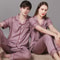 Summer Short Sleeve Couple Pajamas Suit Men Ice Silk Satin Long Pant Sleepwear High Quality Couples 7