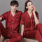 Summer Short Sleeve Couple Pajamas Suit Men Ice Silk Satin Long Pant Sleepwear High Quality Couples 5