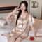 Womens Silk Satin Pajamas Set Summer Button Down Top Shorts Sexy Heart Print Sleepwear Loungewear F 4