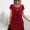Casual Multi-Layered Mini Dress, Women's Solid Color, Short Sleeve Round Neck Dress