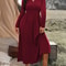 Fashion V-Neck Plus Size Tunic Long Sleeve Dress for Autumn
