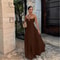Elegant Backless Pleated Long Dress, Fashionable Summer Camisole Beach Vacation Long Dress