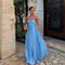 Elegant Backless Pleated Long Dress, Fashionable Summer Camisole Beach Vacation Long Dress