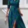 Women's Long Sleeve Belted Waist Midi Dress, Elegant Random Print Button Down Shirt Dress, Spring Fall Office Casual