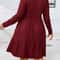Autumn and Winter Plus Size Women's Dress, Long Sleeve Round Neck Solid Color with Ruffle Hem and Pockets