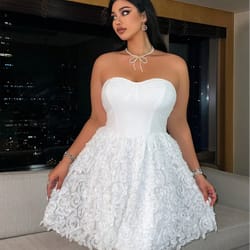 models elegant three-dimensional flowers corset dress with flowers net yarn patchwork in polyester material