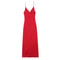 Chic Lady Dresses Women Fashion Solid Satin Pleated Backless Zipper Midi Dress Thin Straps VNeck 4