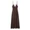 Chic Lady Dresses Women Fashion Solid Satin Pleated Backless Zipper Midi Dress Thin Straps VNeck 7