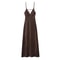Chic Lady Dresses Women Fashion Solid Satin Pleated Backless Zipper Midi Dress Thin Straps VNeck 7