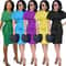 Womens Elegant Pencil Midi Dress, Short Sleeve Cocktail Party Dress with Belt