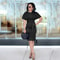 Womens Elegant Pencil Midi Dress, Short Sleeve Cocktail Party Dress with Belt