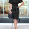 Womens Elegant Pencil Midi Dress, Short Sleeve Cocktail Party Dress with Belt