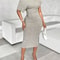 Asymmetric Shoulder Women's Fashion Textured Fabric Dress in Solid Color for Every Occasion
