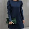 Women's Clothing Amazon, Pure Color Round Neck, Autumn and Winter New Puff Sleeve Button, European and American Cross-Bo
