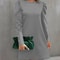 Women's Clothing Amazon, Pure Color Round Neck, Autumn and Winter New Puff Sleeve Button, European and American Cross-Bo