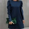 Women's Clothing Amazon, Pure Color Round Neck, Autumn and Winter New Puff Sleeve Button, European and American Cross-Bo