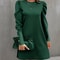 Women's Clothing Amazon, Pure Color Round Neck, Autumn and Winter New Puff Sleeve Button, European and American Cross-Bo