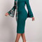 Womens Dress Plaid Patchwork Green Round Neck Tight Dress, No Belt, Stylish Casual Fit for All Occasions