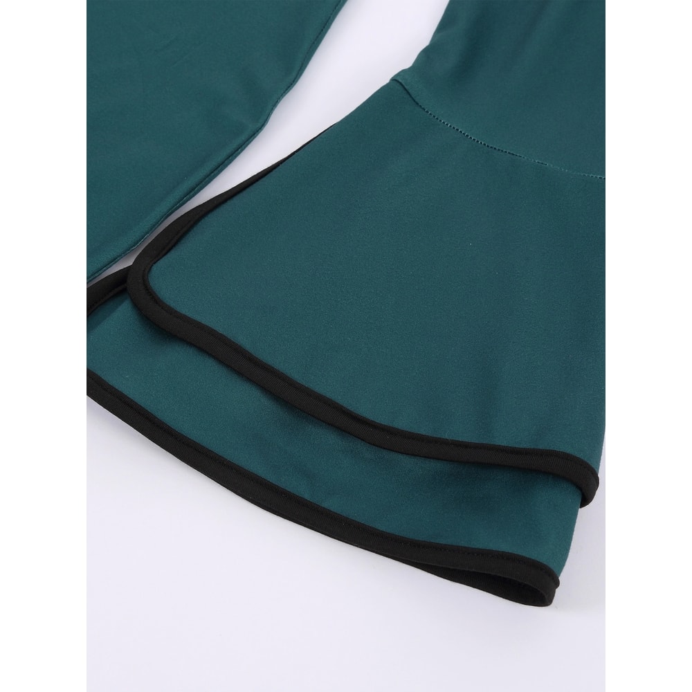 Womens Dress Plaid Patchwork Green Round Neck Tight Dress, No Belt, Stylish Casual Fit for All Occasions