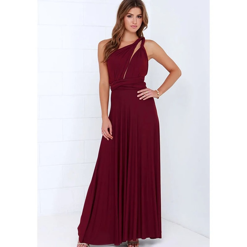Sexy Women Multiway Wrap Convertible Boho Maxi Dress Red Bandage Long Dress For Party Bridesmaids I 1