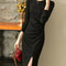 Black Sequin Bodycon Dress For Women Autumn Elegant Lady Sexy Split Knitted Birthday Dress Luxury E 2