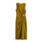 Summer New Womens Casual Fashion Simple Pleated Decoration Temperament Round Neck Sleeveless Midi D 0