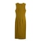 Summer New Womens Casual Fashion Simple Pleated Decoration Temperament Round Neck Sleeveless Midi D 1