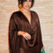 Spring Elegant Classic Satin Dress for Women, Deep V-Neck, Swing Long Sleeve, Simple Midnight Clubwear, Midnight Skinny