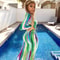 Spring and Autumn New Women's V-neck Stripe Long Sleeve Tight Fit Sexy Dress for Women, Comfortable and Stylish Dress